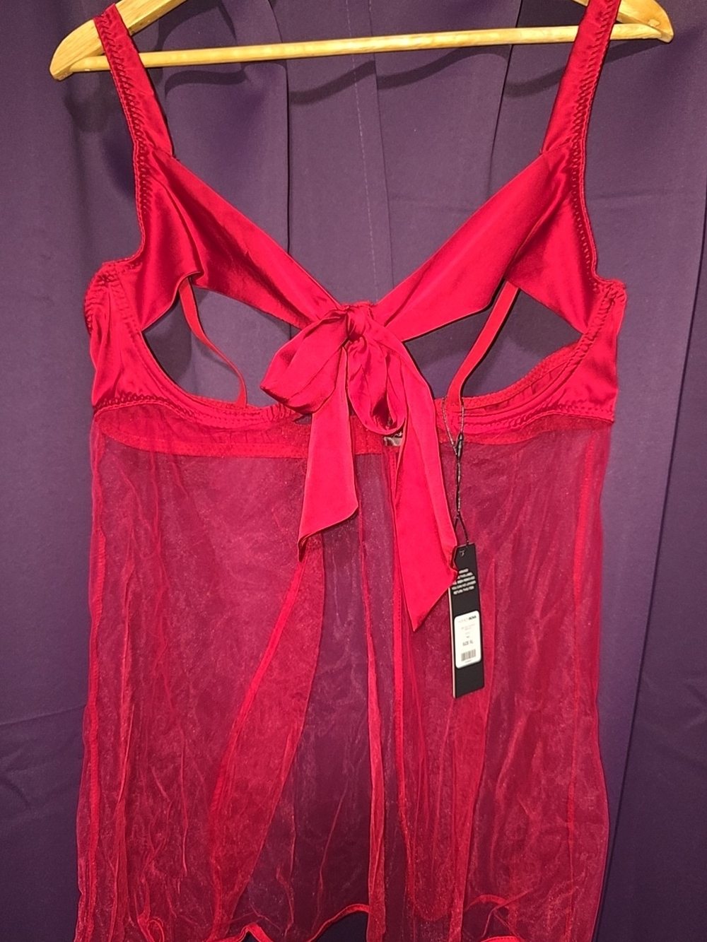 Fashion Nova Red Sheer Tie-Back Camisole